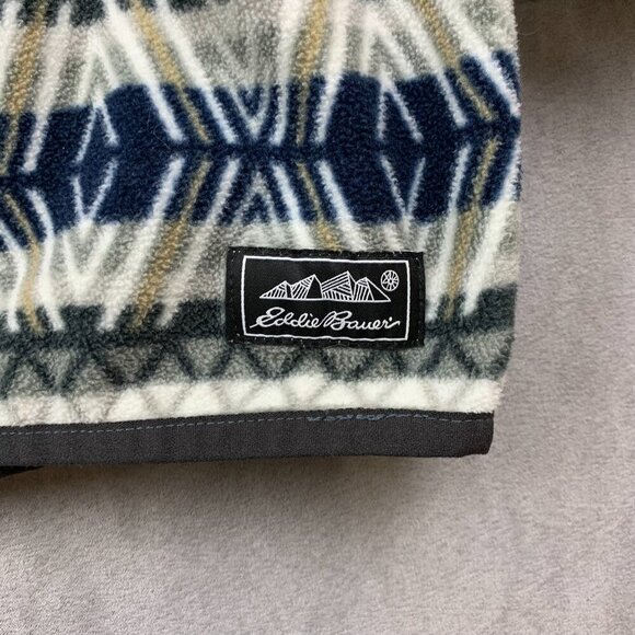 Eddie Bauer Mens Sweater XL Gray Blue Aztec Fleece Long Sleeve Southwestern - Picture 3 of 7